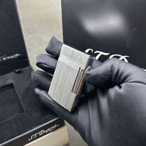 Bật lửa S.T. Dupont HongKong phay xước Bạc cổ thấp