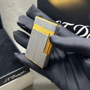 Bật lửa S.T. Dupont HongKong phay xước Bạc Đờ Mi Vàng