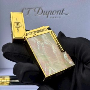 Bật lửa Dupont HongKong Khảm Trai Hồng viền Vàng phiên bản Paris 1872