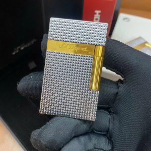 Bật lửa S.T. Dupont HongKong vân Kim Cương Bạc đờ mi Vàng